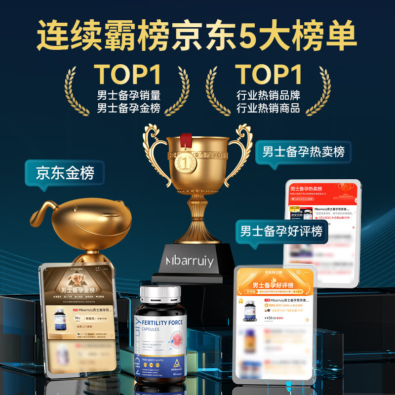 Mbarruiy, a must-have for men preparing for pregnancy to improve sperm motility, L-carnitine, lycopene, and 4 bottles imported from Germany