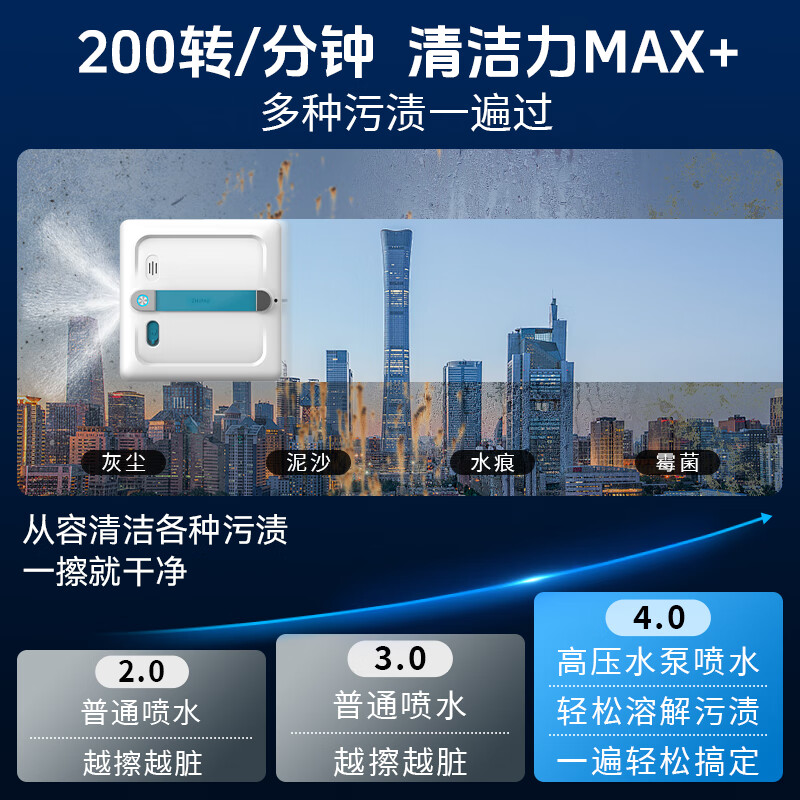ZHIPAE four-sided brush + double roller window cleaning robot P9 Pro intelligent fully automatic high-rise household cleaning window washing and glass cleaning robot window cleaning artifact