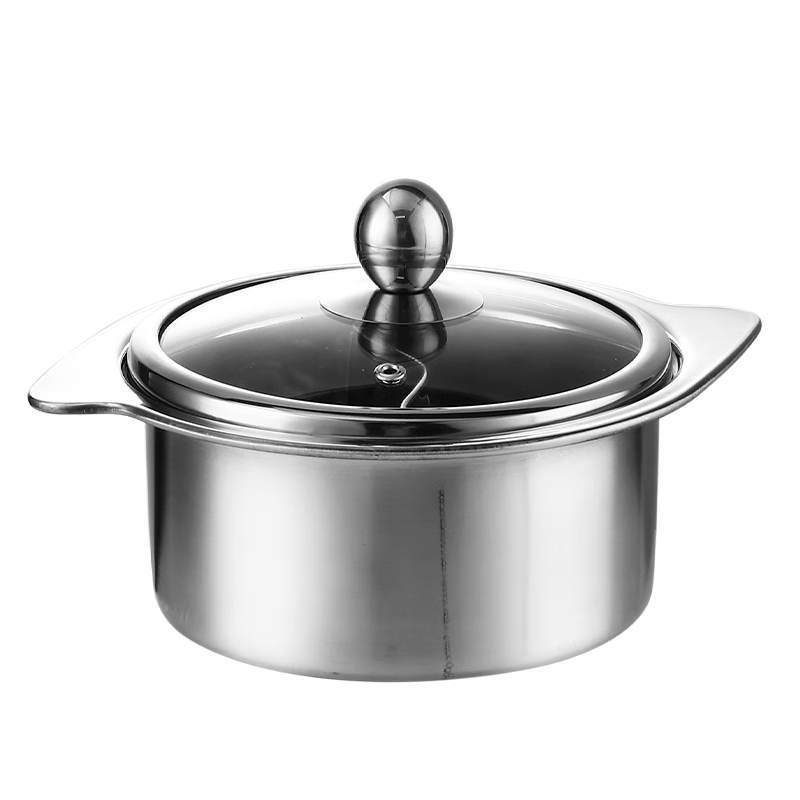 Lanqiou commercial single-person small hot pot stainless steel one-person and one-pot clear soup pot Yuanyang pot induction cooker special self-service shabu-shabu pot 14cm cyclone clear soup pot without lid 1 inch