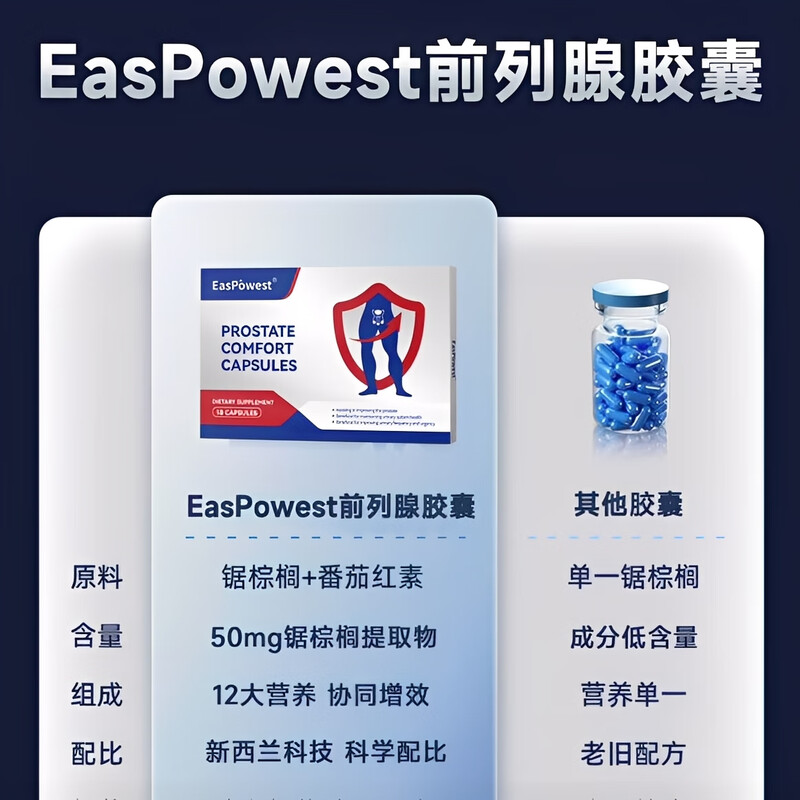 EasPowest imported lycopene for prostatitis, special hyperplasia, hypertrophy, calcification, special antiseptic for premature ejaculation and impotence, Zhongcheng capsules 10 capsules