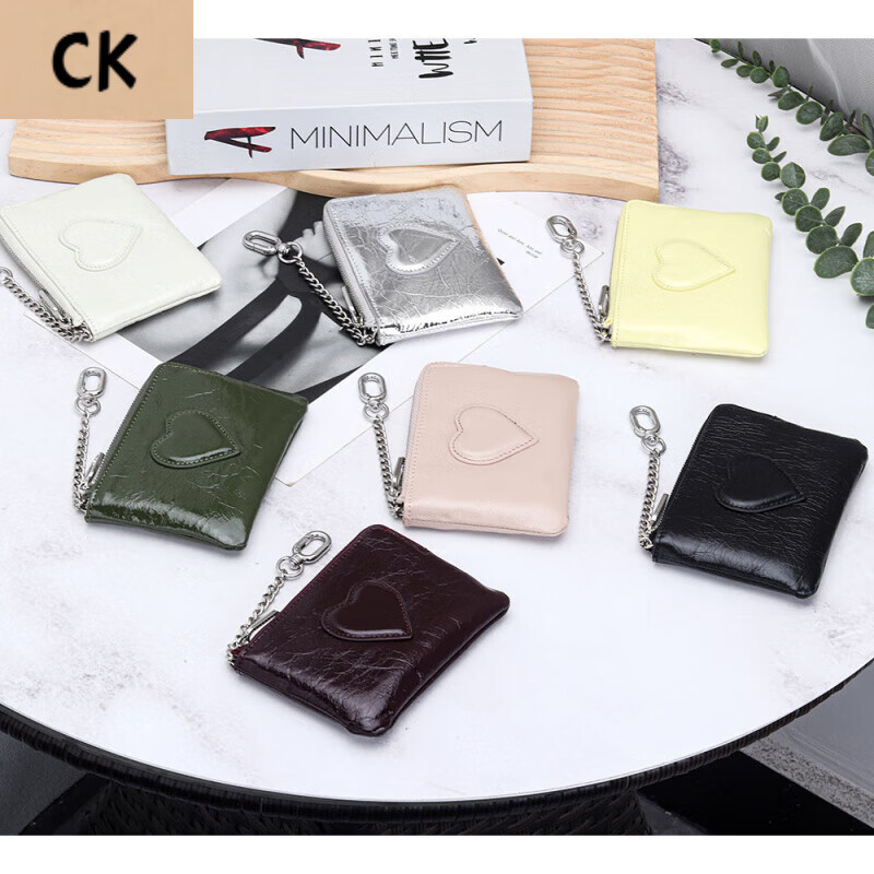 CHLING KAYAN small ck women's bag with oil wax cowhide leather small ladies coin purse 2025 new ins card ID bag hard black