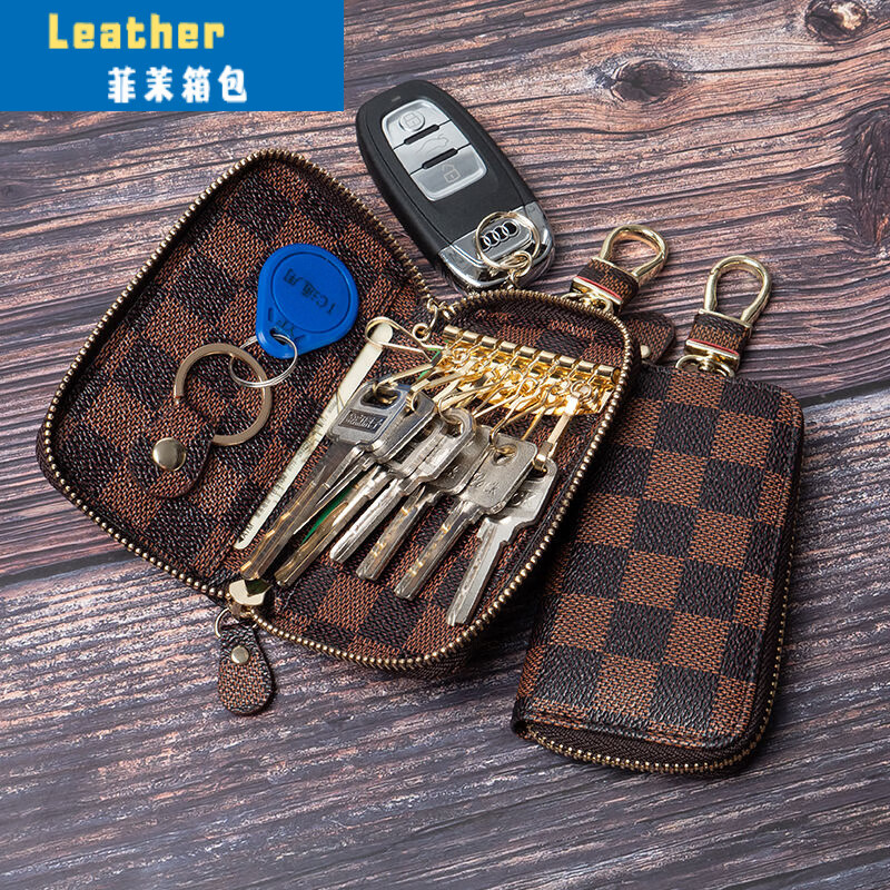 Ye Yu Large Capacity Universal Waist Key Bag for Men and Women Compact and Simple Internet Celebrity Multi-Function Home Key Bag Storage Bag Checkerboard Black/Small Size Can Hold 6 to 8 Keys Editor