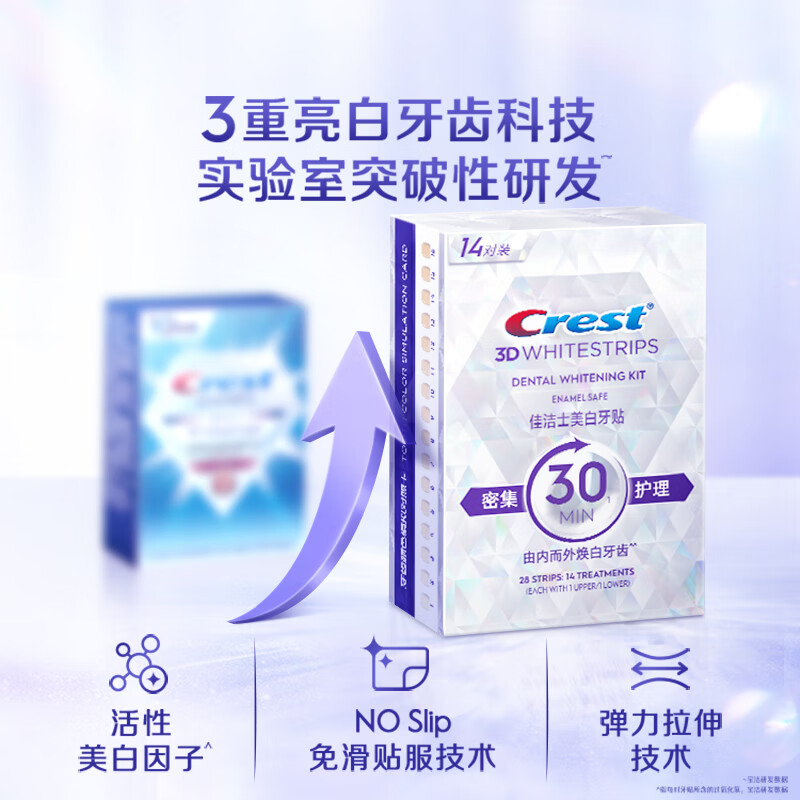 Crest Shiny White Teeth Strips remove yellowing, stains and easily whiten teeth 28 pairs of 56 pieces packed in new and old packaging shipped randomly