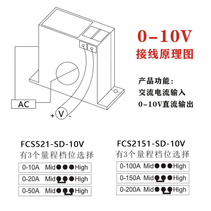 High-precision AC current transmitter 420mA DC signal output perforated induction transformer AC 300-420ma