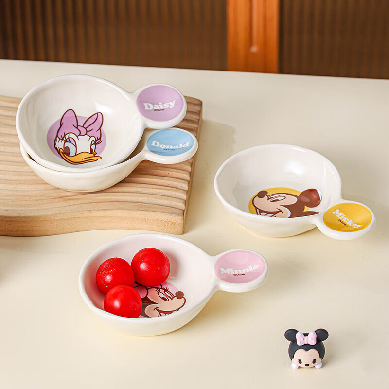 Disney (Disney) cartoon condiment dish, high-looking Mickey and Daisy home dipping sauce, thickened, large capacity, cute Daisy Shuyue with handle dish