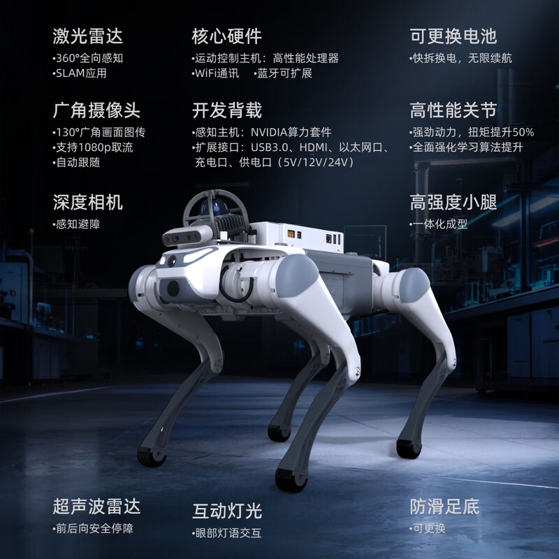Miss Dolphin Cloud Deep Technology Lite3 Educational and Scientific Research Intelligent Quadruped Robot Scenic Area Guide Machine Electronic Dog Mechanical Dog Electronic Pet Dog Automatically Follows Remote Control Robot Dog Cute Version