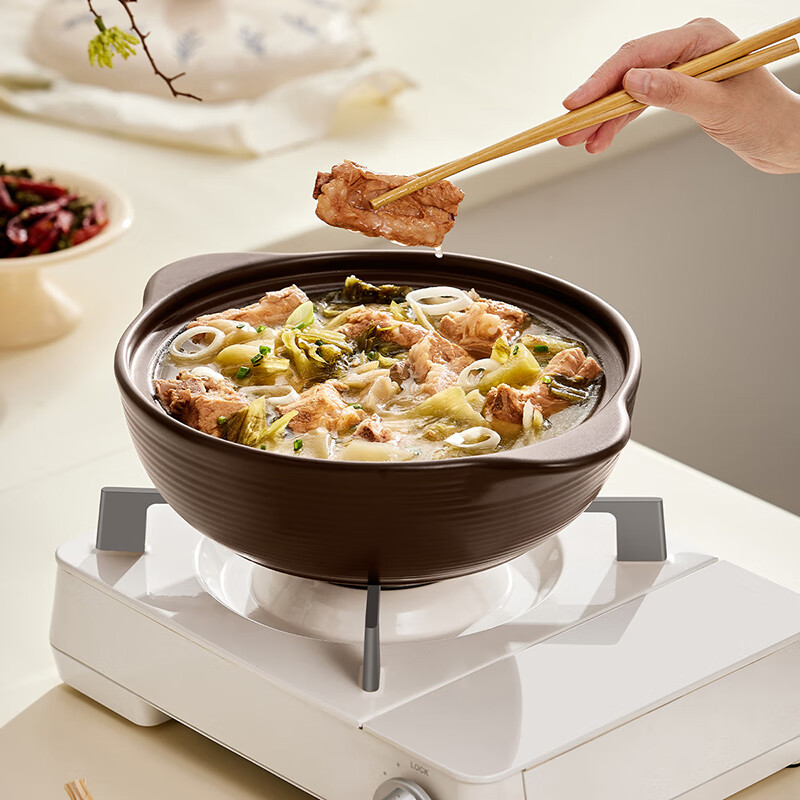Bear casserole wide-mouth soup pot clay pot rice stew pot high temperature resistance and non-cracking 3.2L health-care pot ceramic pot gas