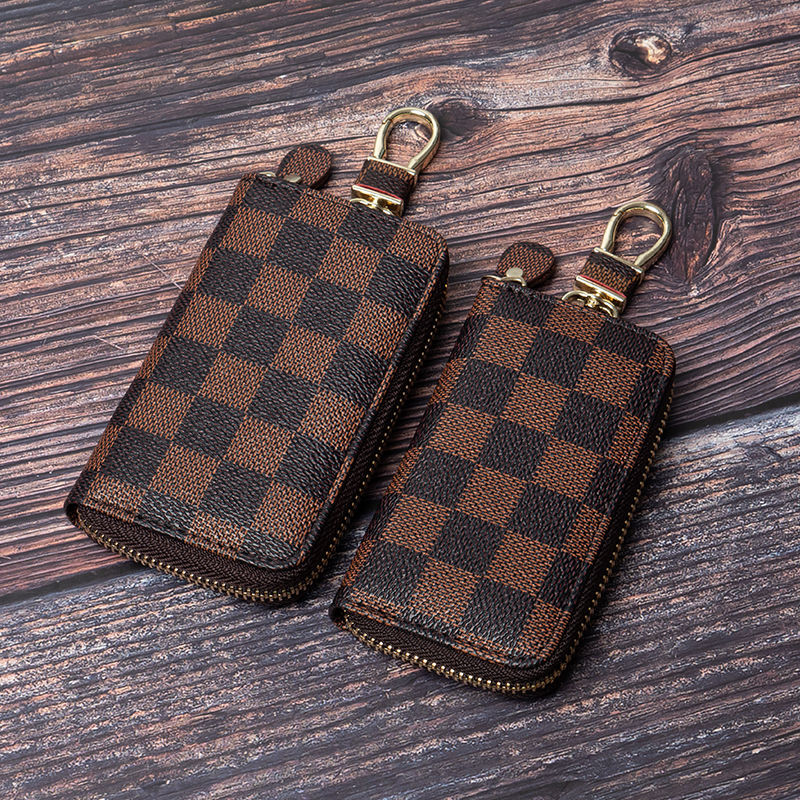 Ye Yu Large Capacity Universal Waist Key Bag for Men and Women Compact and Simple Internet Celebrity Multi-Function Home Key Bag Storage Bag Checkerboard Black/Small Size Can Hold 6 to 8 Keys Editor