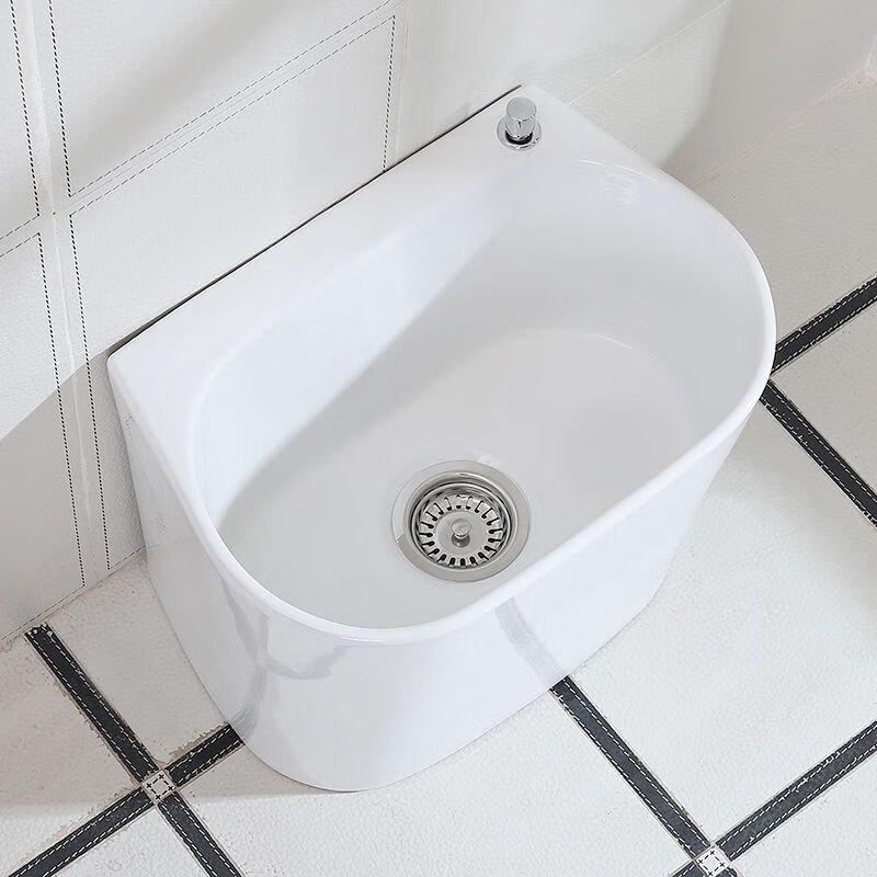 Mopeng mop pool integrated basin ceramic balcony mop pool large square long mop washing wide mop basin table-controlled automatic sink 36 cm manual high-bend faucet