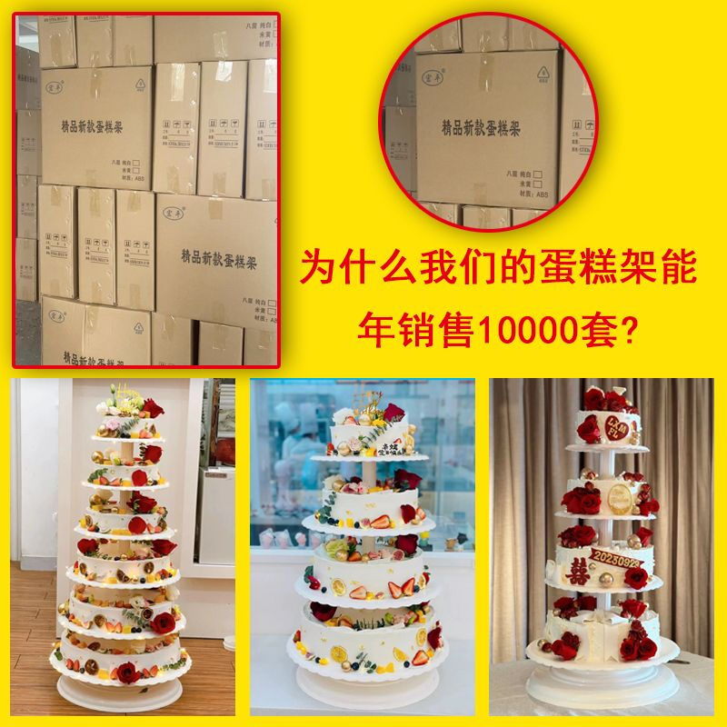 Vinoa Plastic Cake Stand Multi-layer European Creative Birthday Wedding Dessert Single Column Eight-layer Dessert Stand Eight-layer White Cake Stand (Large Base) None