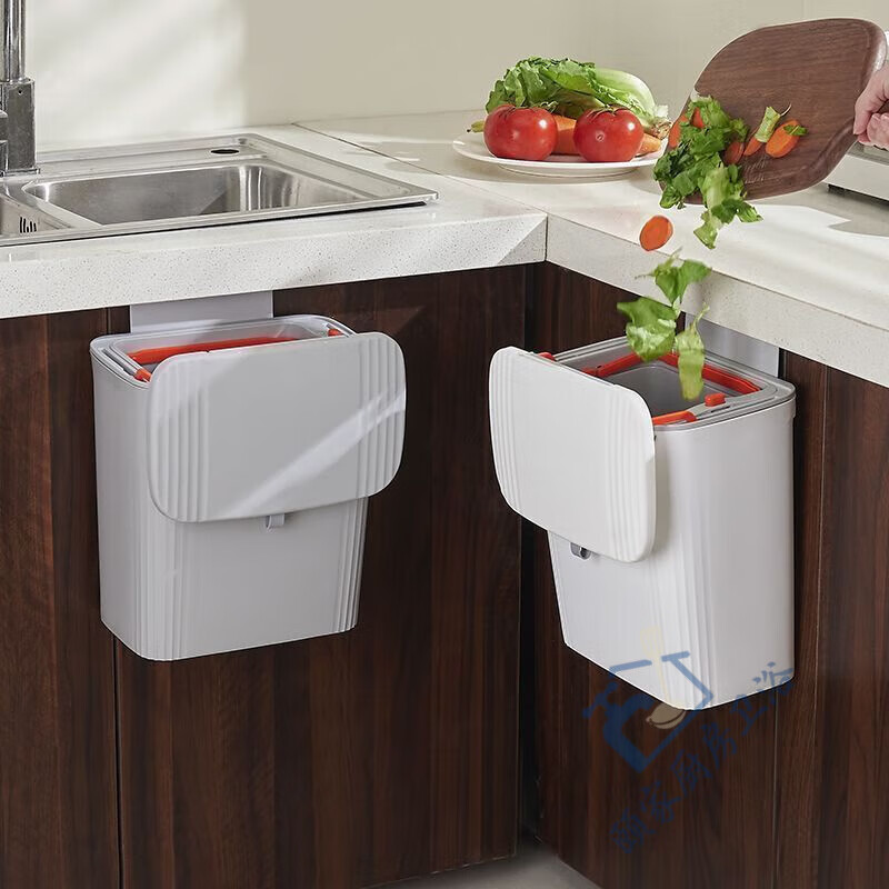 FANCYCHIC bathroom trash can wall-mounted toilet household sandwich paper basket with lid hanging without punching Main picture 9L one-click packaging + liftable inner tube + 80 garbage bags