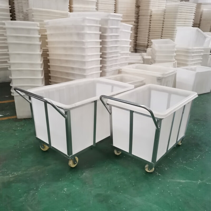 Shantou Lincun wheeled water tank cart turnover cart cloth drop cart dyeing factory push cart cooked plastic box linen cart water loading cart with bucket 100 shallow basins (93*62*25) + cart