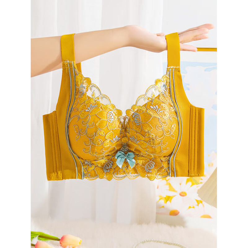 Yalu animal year bra set small breast push-up thick style auxiliary breasts without steel ring thick embroidery red bra set set red 90A 40