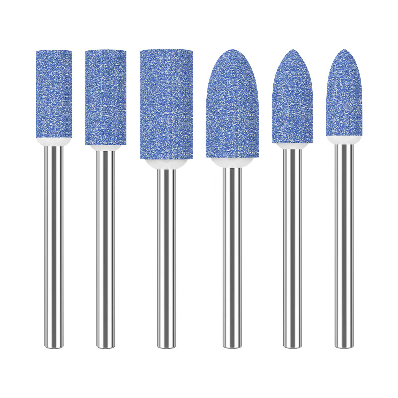 Huhao blue corundum flint small grinding wheel grinding head metal jade wood cast iron alloy steel marble electric grinder drill bit 3mm handle mixed sesame grinding head 6 pieces