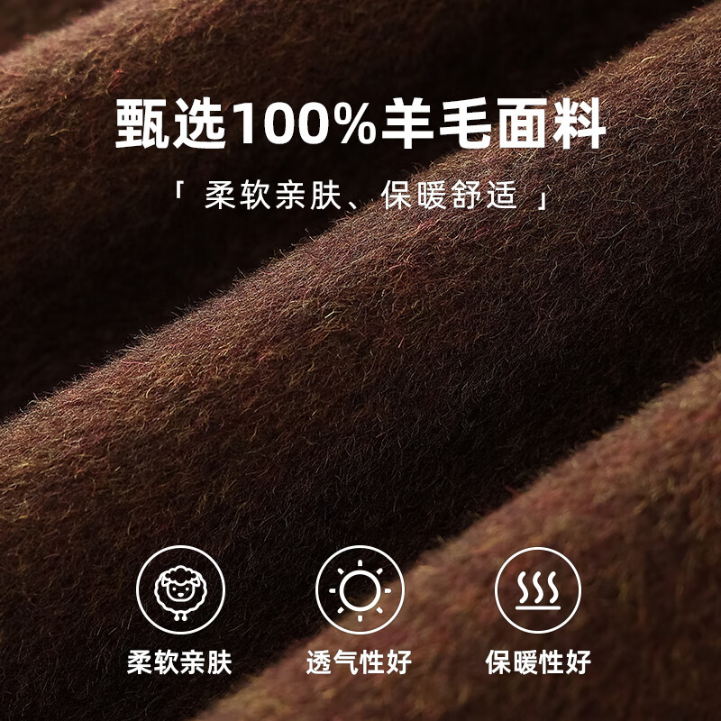 Qianbainian 100% sheep wool double-sided woolen coat for women autumn and winter new style small lapel single-breasted mid-length coat carbon black M