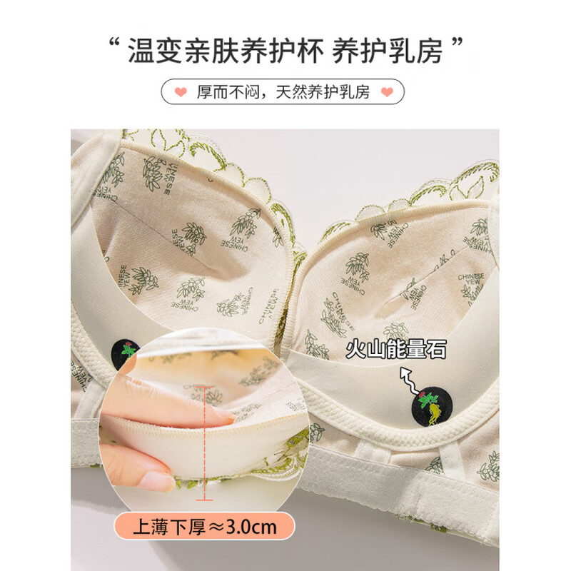 Yalu animal year bra set small breast push-up thick style auxiliary breasts without steel ring thick embroidery red bra set set red 90A 40