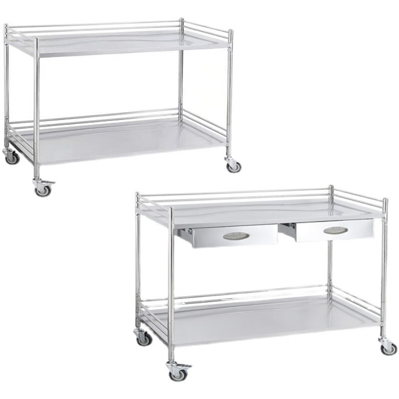 Huayang Large Trolley Double-layer Operating Room Instrument Trolley Stainless Steel Long Treatment Cart Packing Operating Table Tool School You get what you pay for, no compromise in surgery 1x1x1cm package one