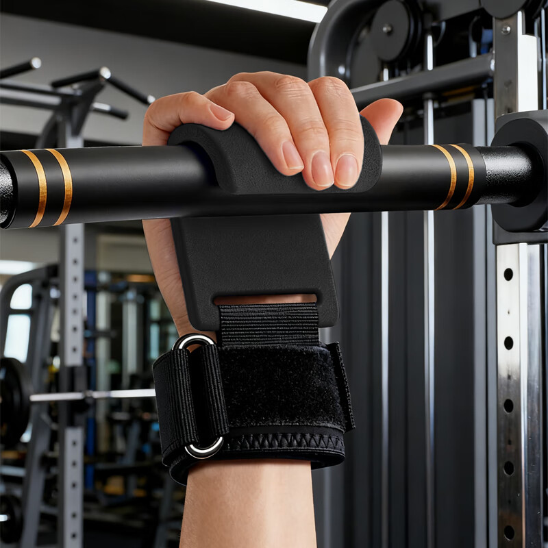 Chaos Pull-up Assist Hook Wristband Fitness Hanging Horizontal Bar Anti-hand-off Assistance Middle-aged and Elderly Lumbar Traction and Stretch Hook Upgraded Steel Plate Style One Pair Stable Assistance Black