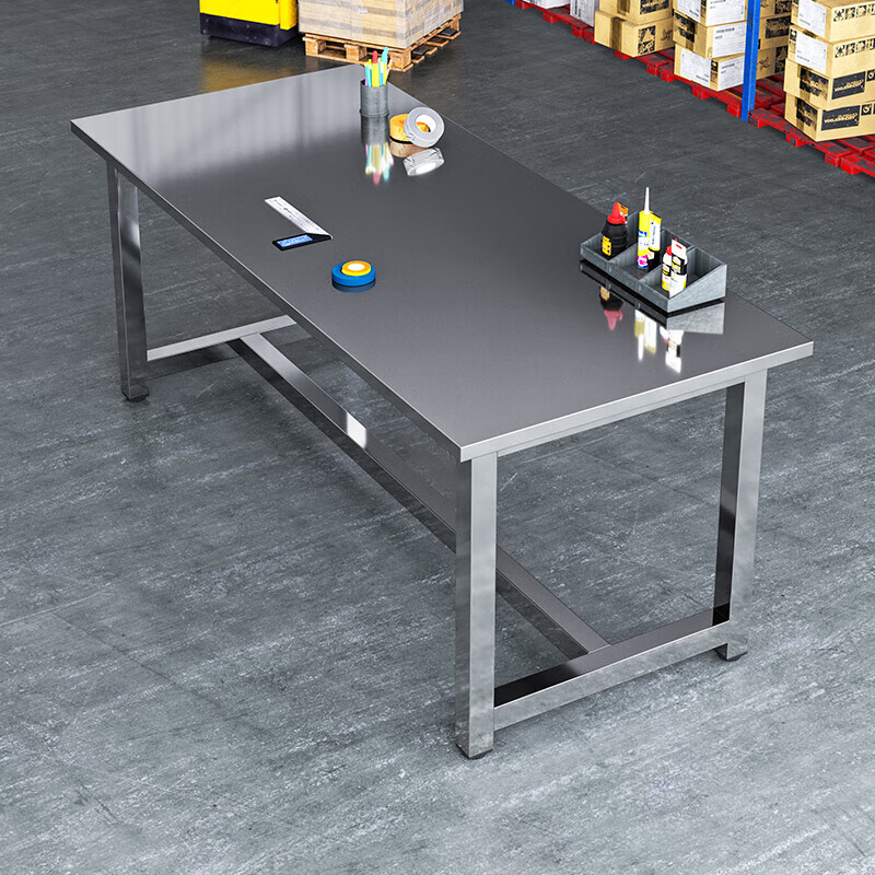 Kegang stainless steel workbench factory packaging workshop wear-resistant assembly table waterproof, rust-resistant and high-temperature-resistant operation table laboratory acid-alkali-resistant and corrosion-resistant instrument experimental table assembly line operating table 201 stainless steel table 1400*800*750 300KG