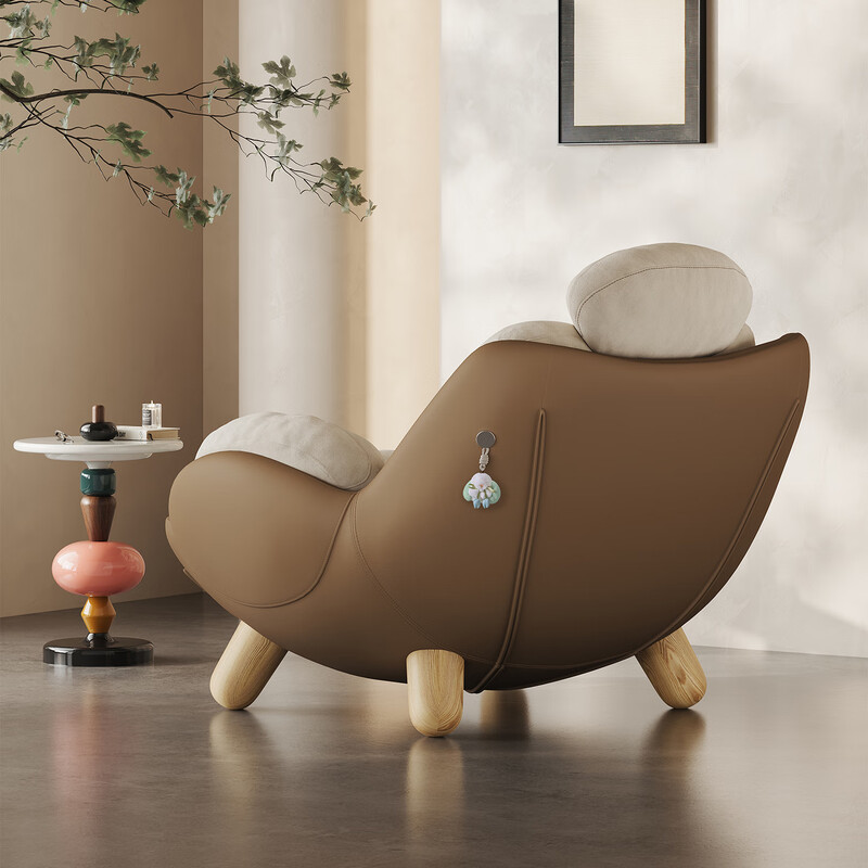 VRSUK Italian light luxury patented lazy sofa chair modern minimalist style designer living room bedroom leisure lounge chair Suede fleece + down single chair