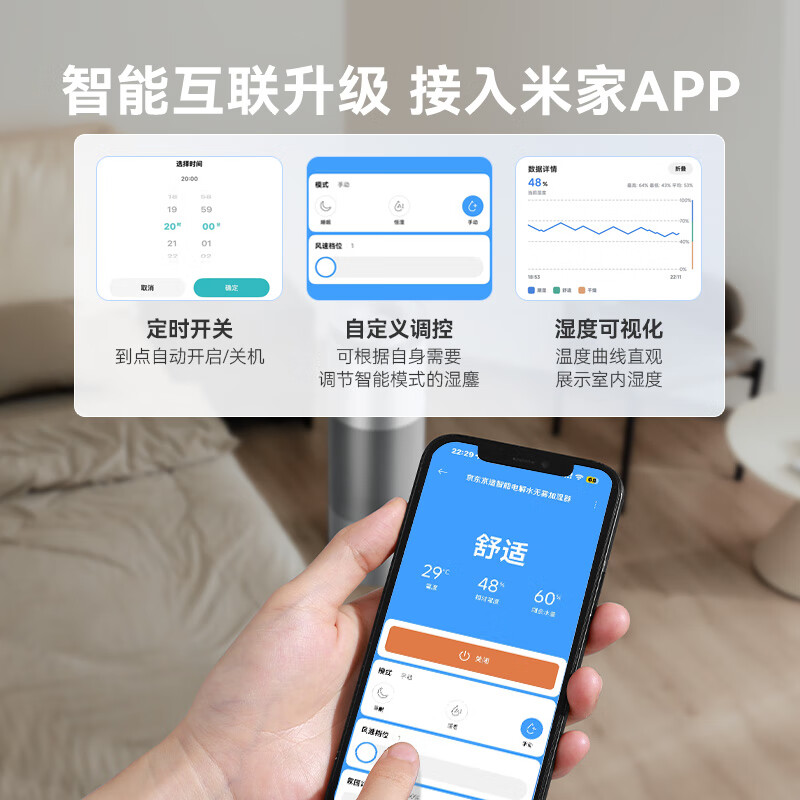 Jingdong-made smart antibacterial fog-free humidifier and air purifier all-in-one home light sound 1800ml humidification capacity electrolyzed water sterilization supports Mijia APP Water Lily Ultra2