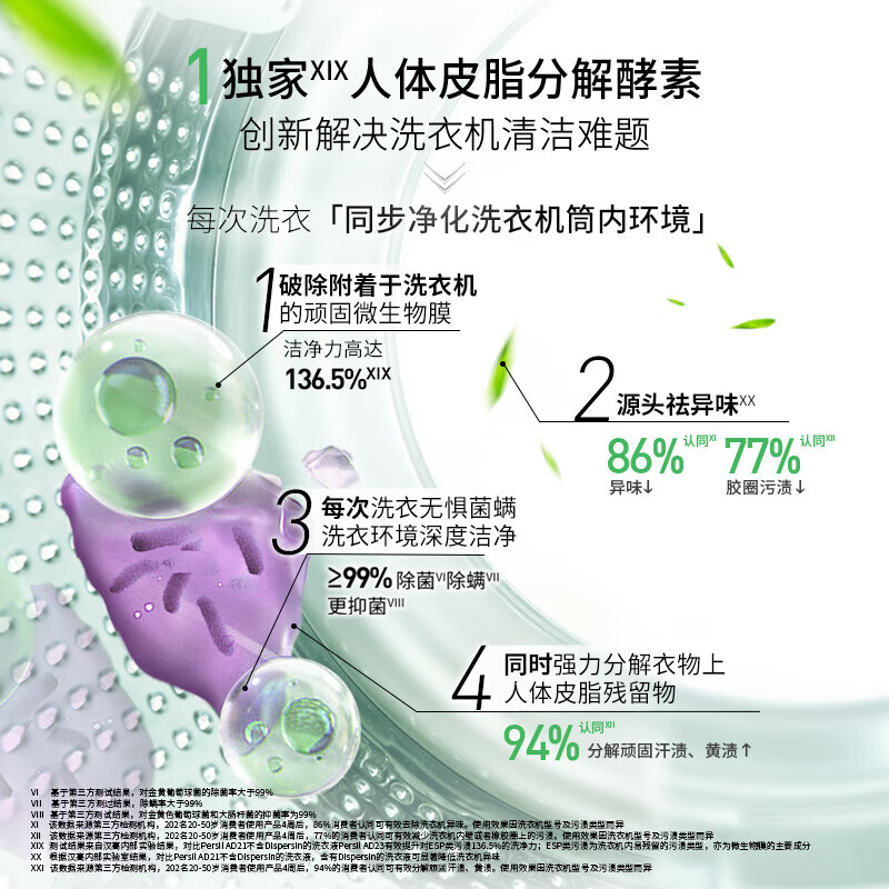 Poying imported laundry detergent 9 major enzymes 2.2L fresh fragrance type 99% sterilization and mite removal, temporary clearance