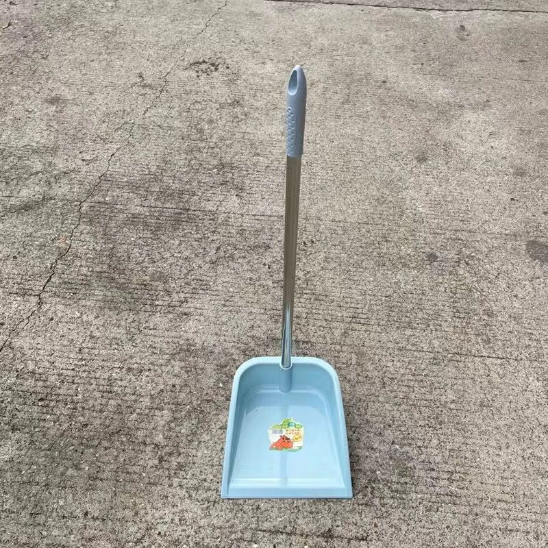 Garbage shovel with thick stainless steel handle, plastic dustpan for household dormitory, high-grade stainless steel handle dustpan, Khaki one pack