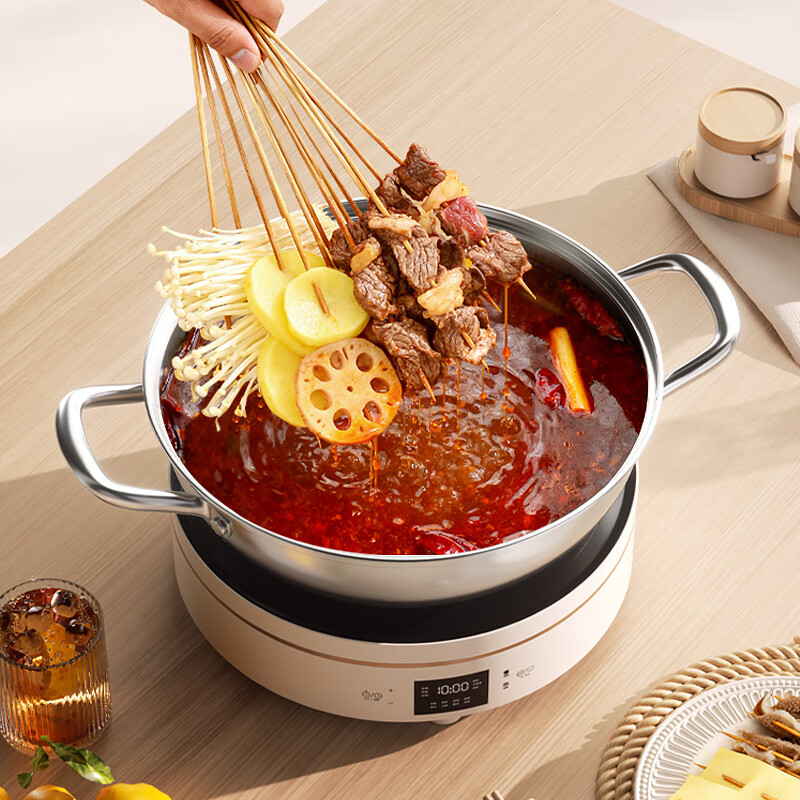 康巴赫(KOBACH)304不锈钢火锅加厚汤锅双耳燃气灶明火电磁炉通用28CM