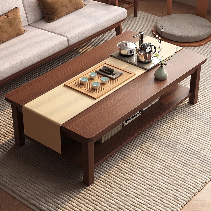 Arctic tree coffee table living room home small apartment solid wood legs office new Chinese style modern simple tea table walnut color double 120