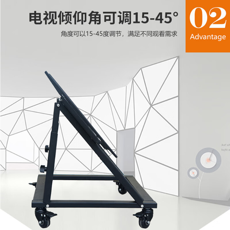 VMMOUNT Beautiful floor-standing TV stand TV bevel stand stage return display TV floor-standing mobile hanger low cart back to the stand stand video conference cart 32-100 inches, short style black (32-70 inches)