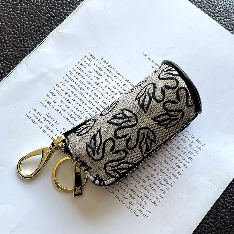 Ye Yu Key Bag Women's 2025 New Portable Internet Celebrity Canvas Storage Bag Mini Small Bag Multifunctional Large Capacity Key Bag Swan Black