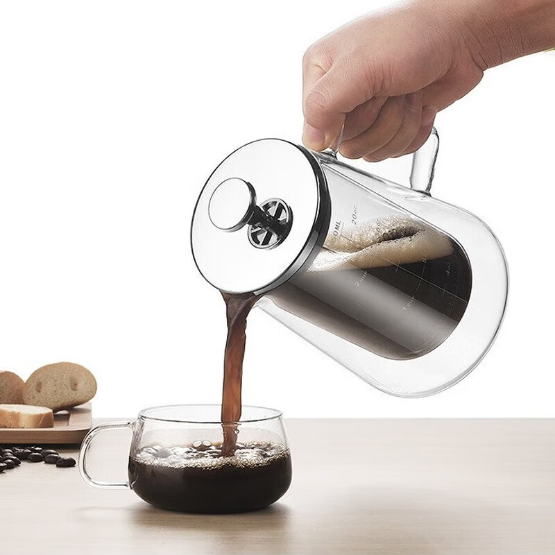 Heat-resistant French Press Pot Double-layer Coffee Pot Home Coffeeware Filter Sharing Pot Filter Glass Pot Transparent High Borosilicate Glass Color Box 1000ML Trapezoid French Press Pot