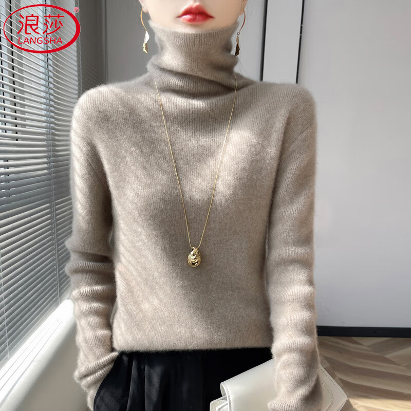Langsha Turtleneck Wool Sweater Women's 2025 Autumn and Winter New Loose Pile Collar Sweater with Bottoming Warm Top