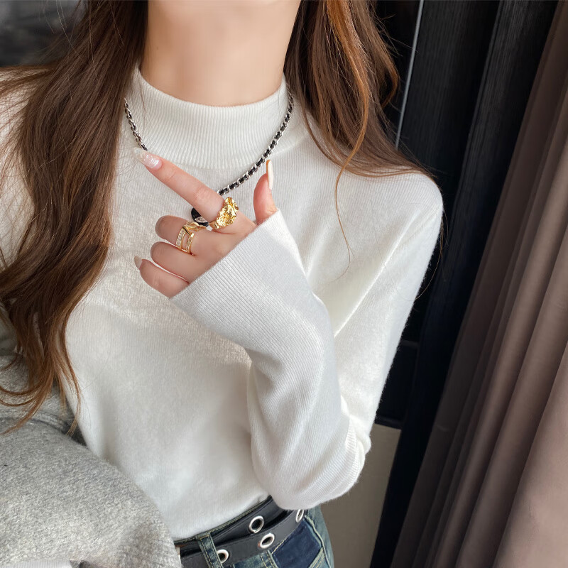 Yu Zhaolin (YUZHAOLIN) half turtleneck bottoming shirt for women autumn and winter 2025 new top with knitted sweater, lazy style, soft waxy sweater, apricot color