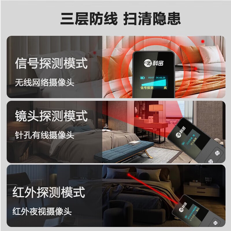 Kemi 2025 New Camera Intelligent Detector Anti-Monitoring Eavesdropping Candid Photography GPS Positioning Scanning Hotel Detection KD70 Version Enhanced Sensitivity Anti-Camera + Anti-Theft