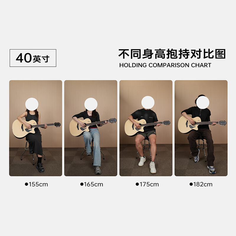 Rosen single-board folk guitar, acoustic guitar for beginners, entry-level guitar for boys and girls, travel instrument, G11 top sheet optional, 40-inch sunset color