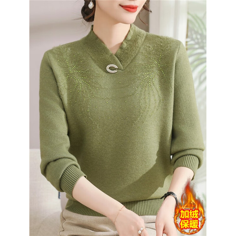 Pierre Cardin mother's winter velvet sweater all-in-one velvet bottoming shirt for middle-aged and elderly plus size women autumn and winter new thickened inner top burgundy XL (recommended 110-125 pounds)