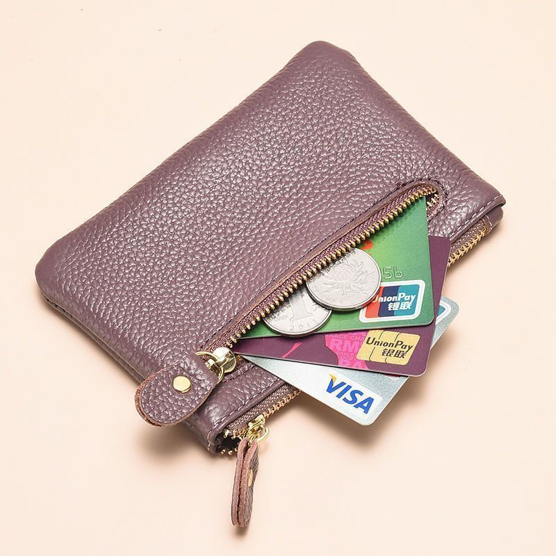 Ye Yuzhen Soft Leather Coin Purse Women's Mini Soft Leather Mother's Zipper Key Thin Small Wallet Coin Small Coin Bag Lotus Purple Standard Edition Affordable