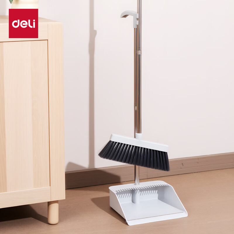 Deli broom and dustpan two-piece set non-stick broom with comb broom and dustpan set broom cleaning white box LQ584