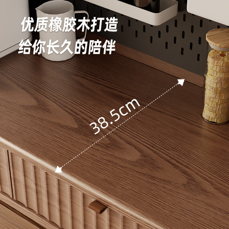 Pupan solid wood sideboard dining table integrated home small apartment wall cabinet high cabinet living room storage cabinet with foldable dining table 96CM sideboard walnut color