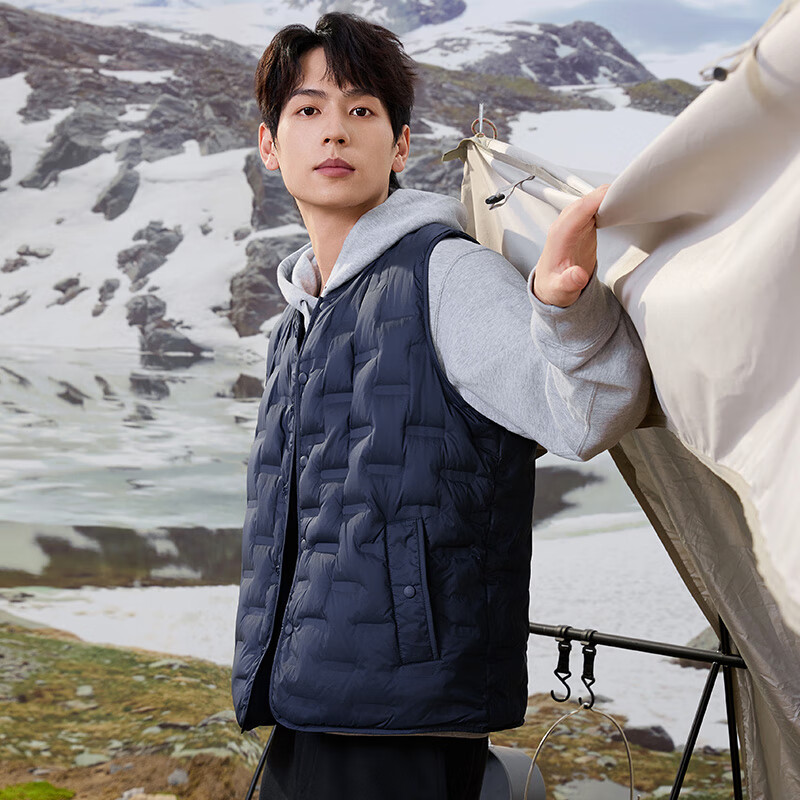 Yalu down vest for men to wear inside, 25 years new autumn and winter style, velvet inside, casual stand-up collar, outer vest, thin inner liner