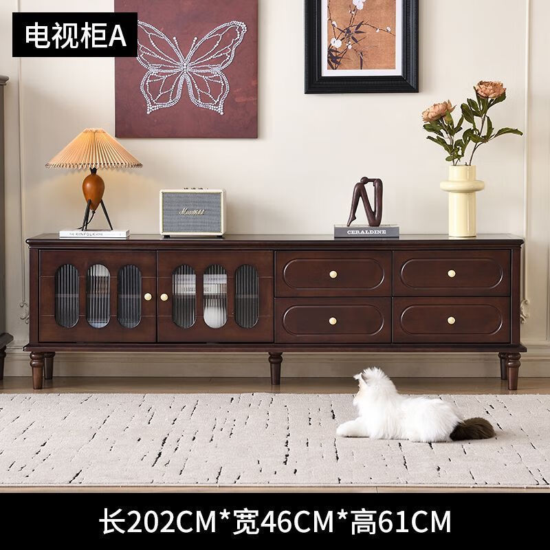 Gaochu American coffee table solid wood TV cabinet set living room double door wine cabinet single door wine cabinet wardrobe drawer cabinet dining table sideboard