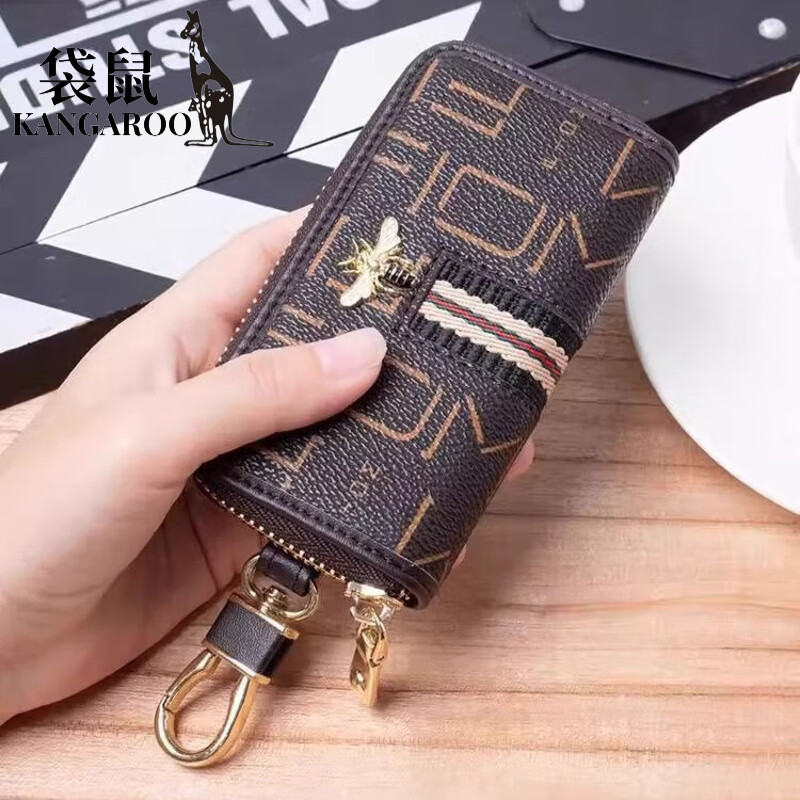 Kangaroo (KANGAROO) new Korean style fashion key bag, high-looking, multi-functional and personalized home key chain, versatile universal waist bag, pink