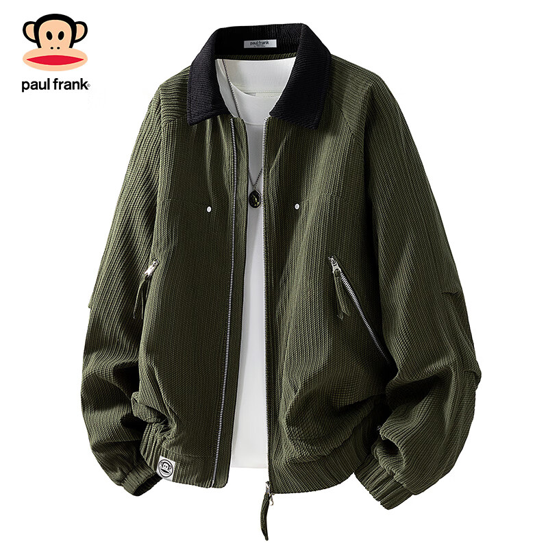 Paul Frank Jacket Men's Autumn and Winter New American Jacket Jacket Men's Lapel Top Autumn Men's Matte Black XL