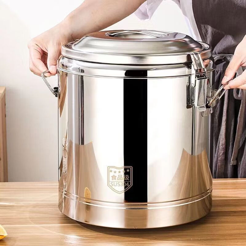 Kamanpait thick 304 insulated bucket commercial stall large capacity canteen rice bucket soy milk bucket milk tea bucket tofu brain soup bucket 304 extra thick with faucet three-layer insulated bucket holds about 10 kilograms of water