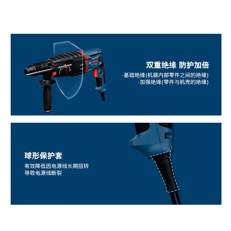 Bosch (BOSCH) electric hammer electric drill electric pick flat drill hammer drill strike reversing four-pit electric hammer tool box 830 watt plug-in GBH2-26