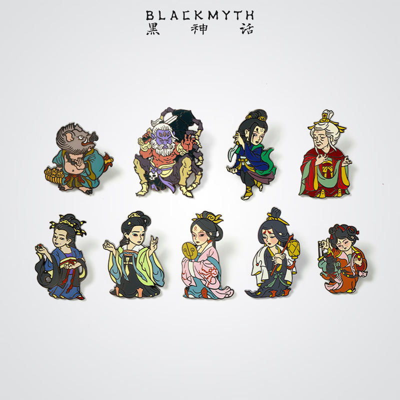 Black Myth Shadow God Picture Badge Set (4) Black Myth Wukong Official Periphery Metal Magnetic Brooch Pin Refrigerator Magnet Accessory Gift