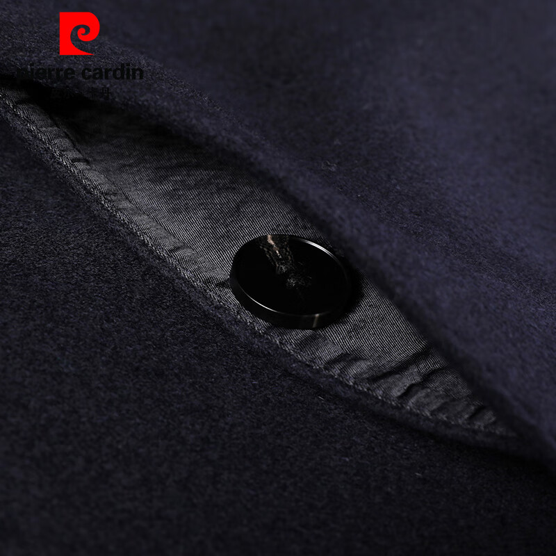Pierre Cardin woolen coat men's jacket lapel solid color mid-length warm cashmere jacket coat