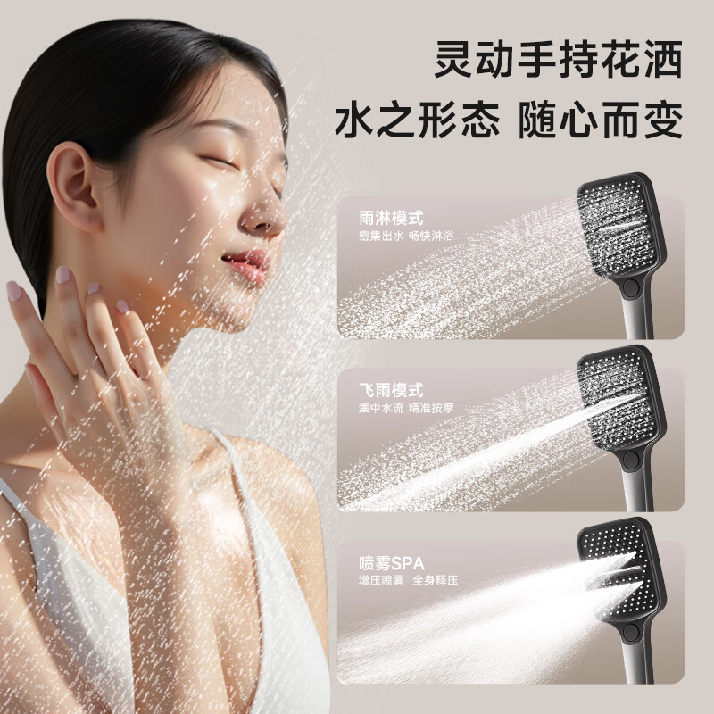 Four Seasons Muge Shower Set Gun Gray Intelligent Digital Display Ambient Light Supercharged Piano Key Glass Panel Shower Complete Set S5 Hot and Cold Style Intelligent Digital Display + Cool Ambient Light