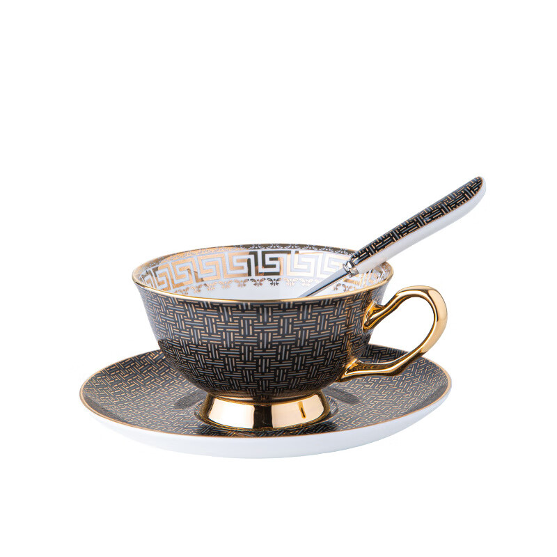 Japan丨Master's high-end light luxury coffee cup, exquisite ceramic European tea cup, tea set, cup gift box set, one black and one white gift box 220ml